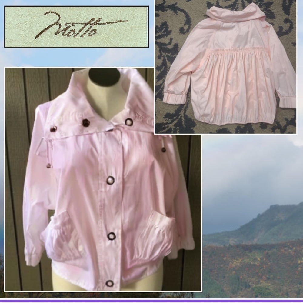 Viotto,Blush Peplum Windbreaker Jacket Lightweight Utility Snap-Front SIZE L - Picture 3 of 12